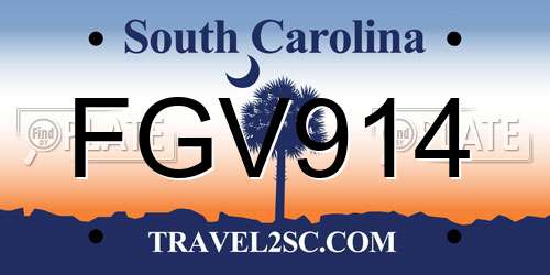 FGV914 South Carolina License Plate