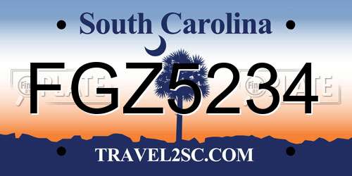 FGZ5234 South Carolina License Plate