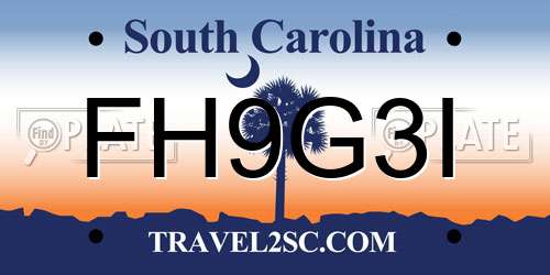 FH9G3I South Carolina License Plate