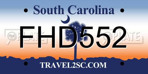 FHD552 South Carolina License Plate