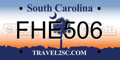 FHE506 South Carolina License Plate
