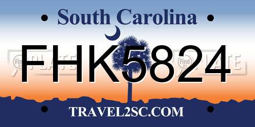 FHK5824 South Carolina License Plate