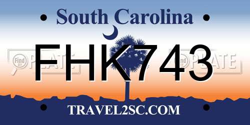 FHK743 South Carolina License Plate