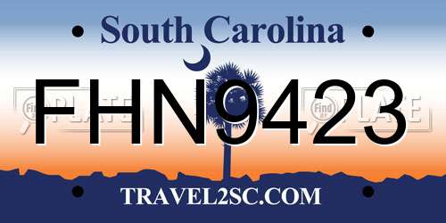 FHN9423 South Carolina License Plate
