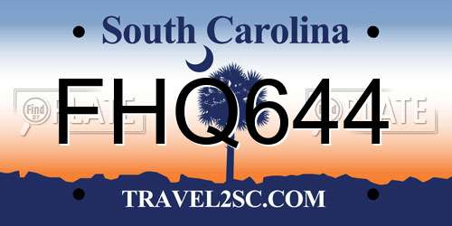 FHQ644 South Carolina License Plate