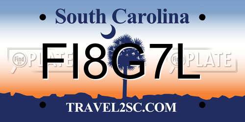 FI8G7L South Carolina License Plate