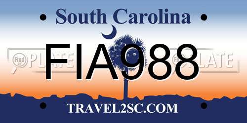 FIA988 South Carolina License Plate