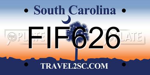FIF626 South Carolina License Plate