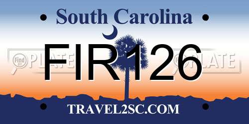 FIR126 South Carolina License Plate