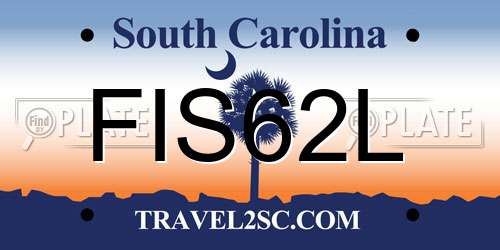 FIS62L South Carolina License Plate