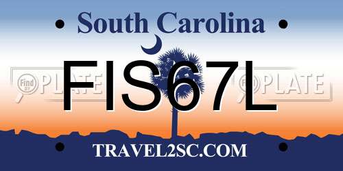 FIS67L South Carolina License Plate