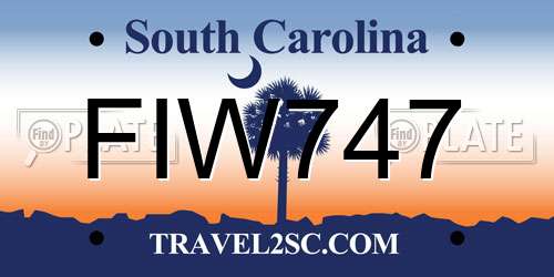 FIW747 South Carolina License Plate