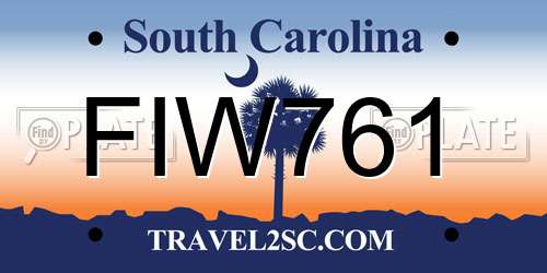 FIW761 South Carolina License Plate