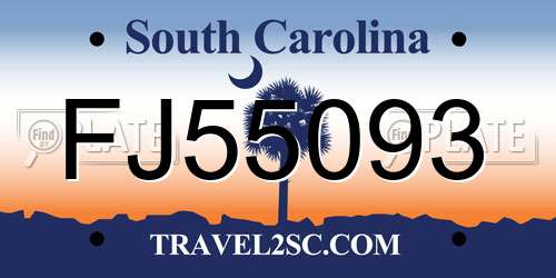 FJ55093 South Carolina License Plate