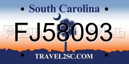 FJ58093 South Carolina License Plate