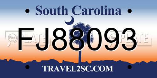 FJ88093 South Carolina License Plate