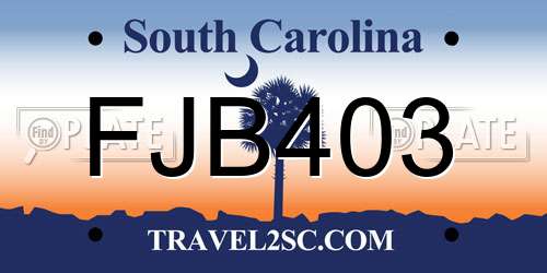 FJB403 South Carolina License Plate
