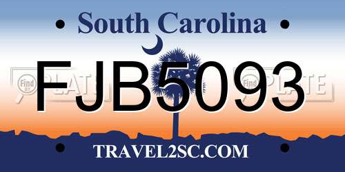 FJB5093 South Carolina License Plate