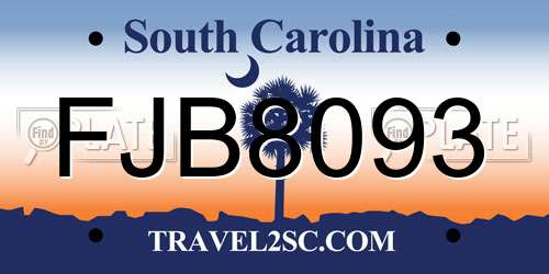 FJB8093 South Carolina License Plate