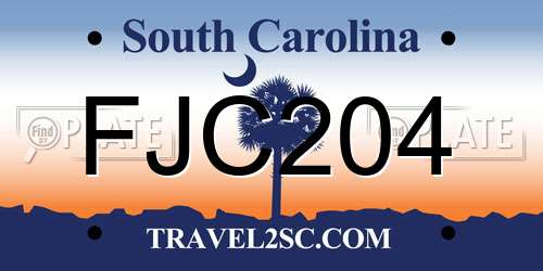 FJC204 South Carolina License Plate