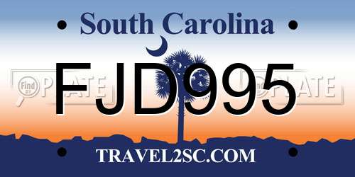 FJD995 South Carolina License Plate