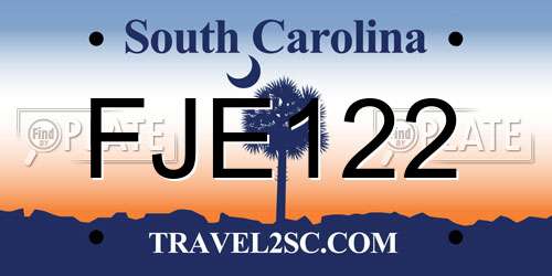 FJE122 South Carolina License Plate