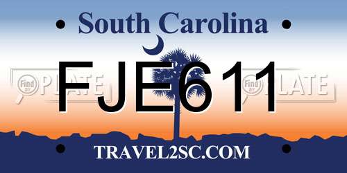 FJE611 South Carolina License Plate
