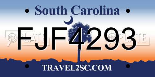 FJF4293 South Carolina License Plate
