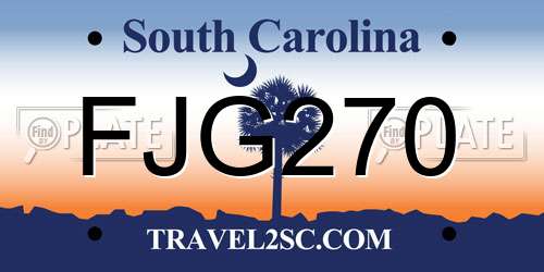 FJG270 South Carolina License Plate