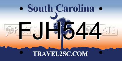 FJH544 South Carolina License Plate