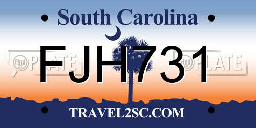 FJH731 South Carolina License Plate