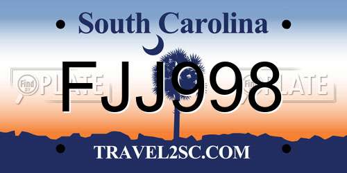 FJJ998 South Carolina License Plate