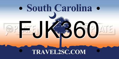 FJK360 South Carolina License Plate