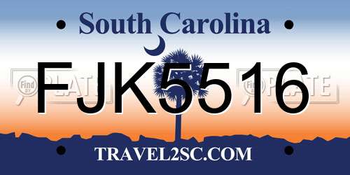 FJK5516 South Carolina License Plate