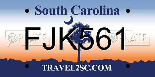 FJK561 South Carolina License Plate
