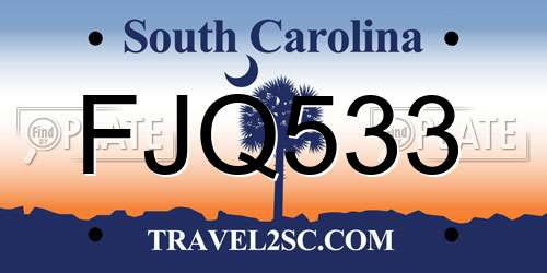FJQ533 South Carolina License Plate