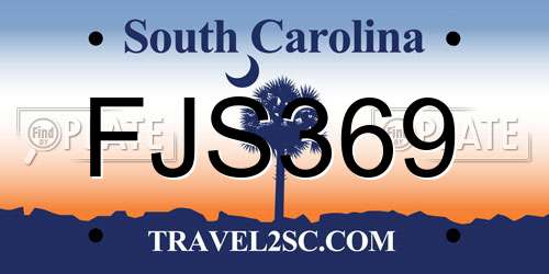 FJS369 South Carolina License Plate