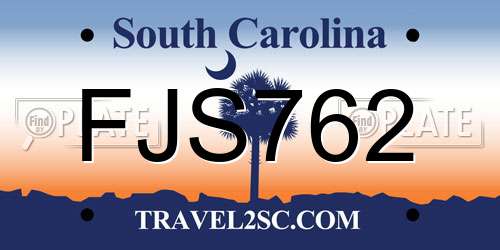FJS762 South Carolina License Plate