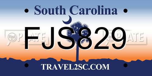 FJS829 South Carolina License Plate