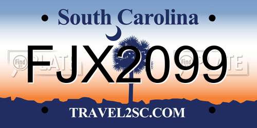 FJX2099 South Carolina License Plate