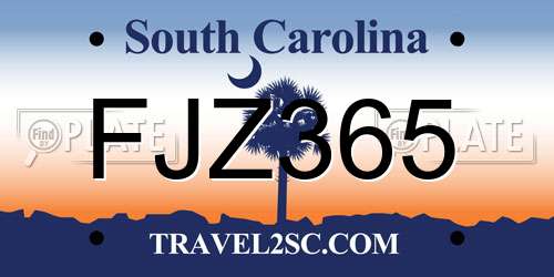 FJZ365 South Carolina License Plate