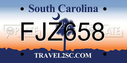 FJZ658 South Carolina License Plate
