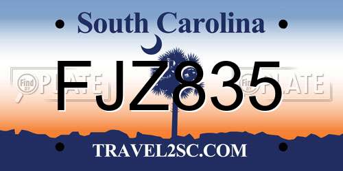 FJZ835 South Carolina License Plate