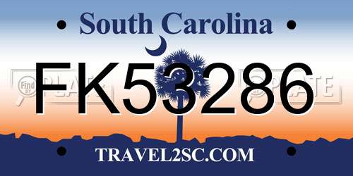 FK53286 South Carolina License Plate