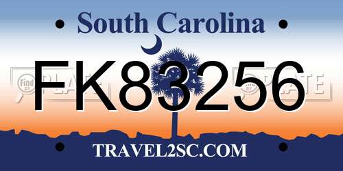 FK83256 South Carolina License Plate