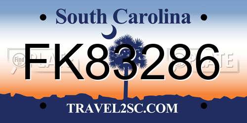 FK83286 South Carolina License Plate