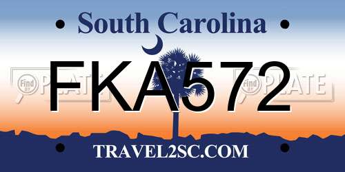 FKA572 South Carolina License Plate
