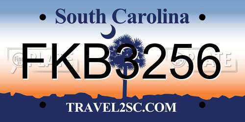 FKB3256 South Carolina License Plate