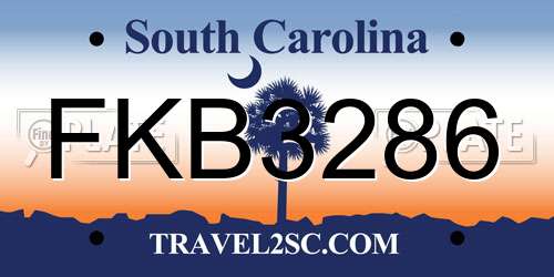 FKB3286 South Carolina License Plate