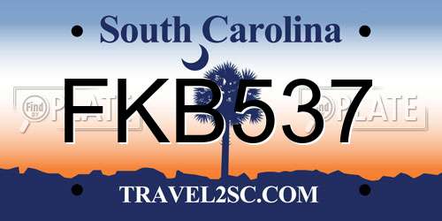 FKB537 South Carolina License Plate